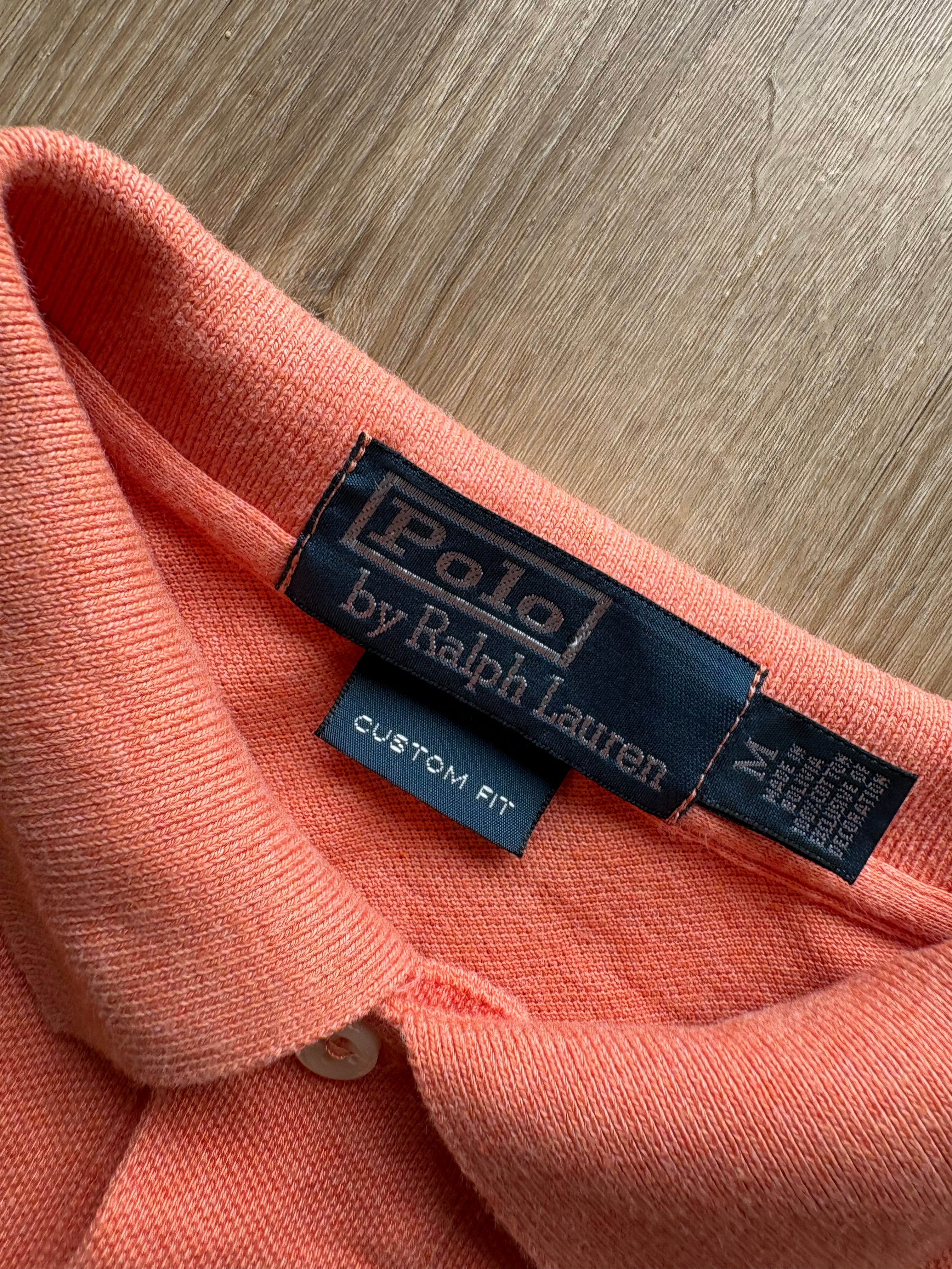 Vintage Ralph Lauren Orange Long Sleeve Polo Shirt (M)