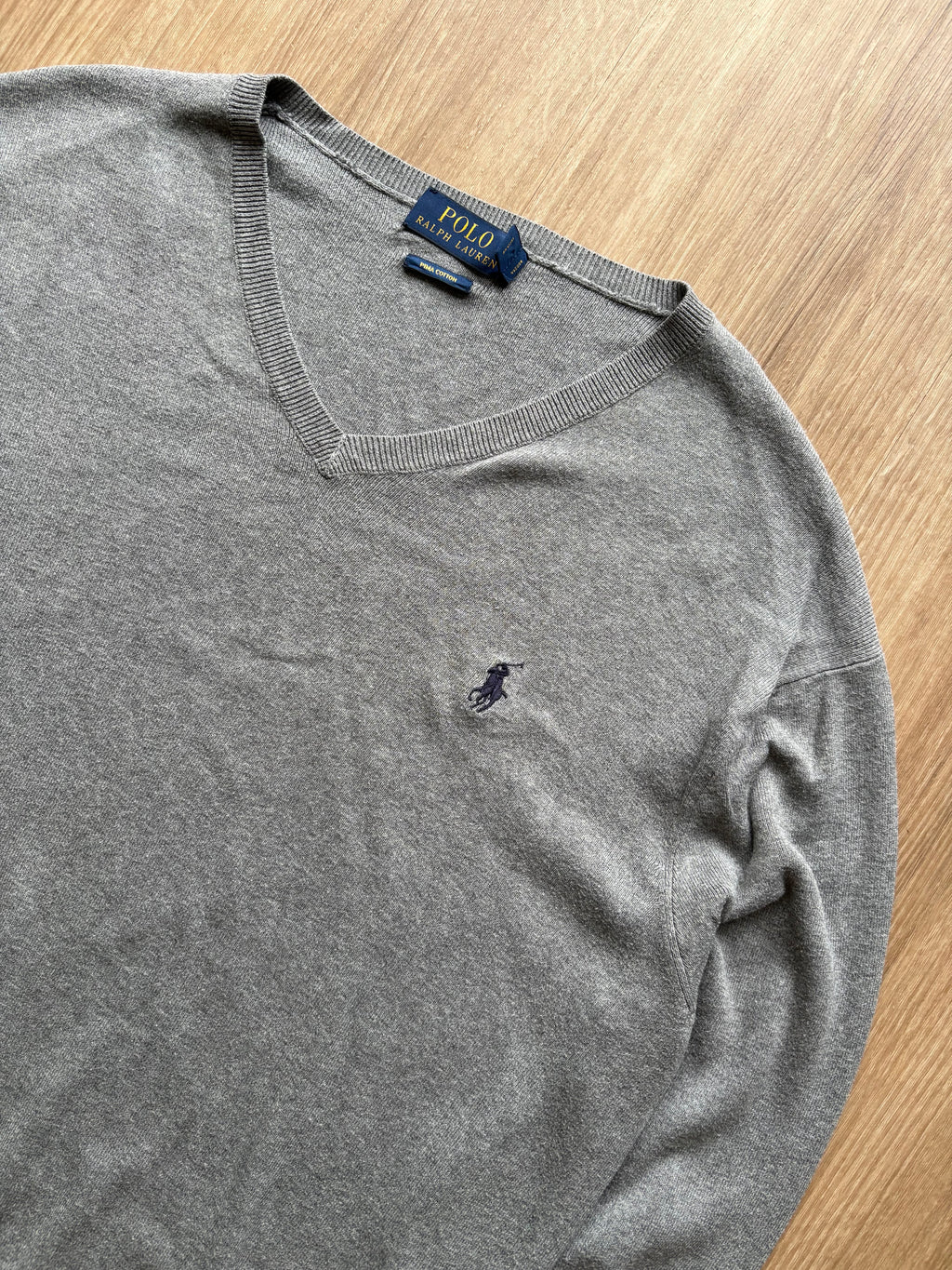 Vintage Ralph Lauren Grey V-Neck Sweater (M)