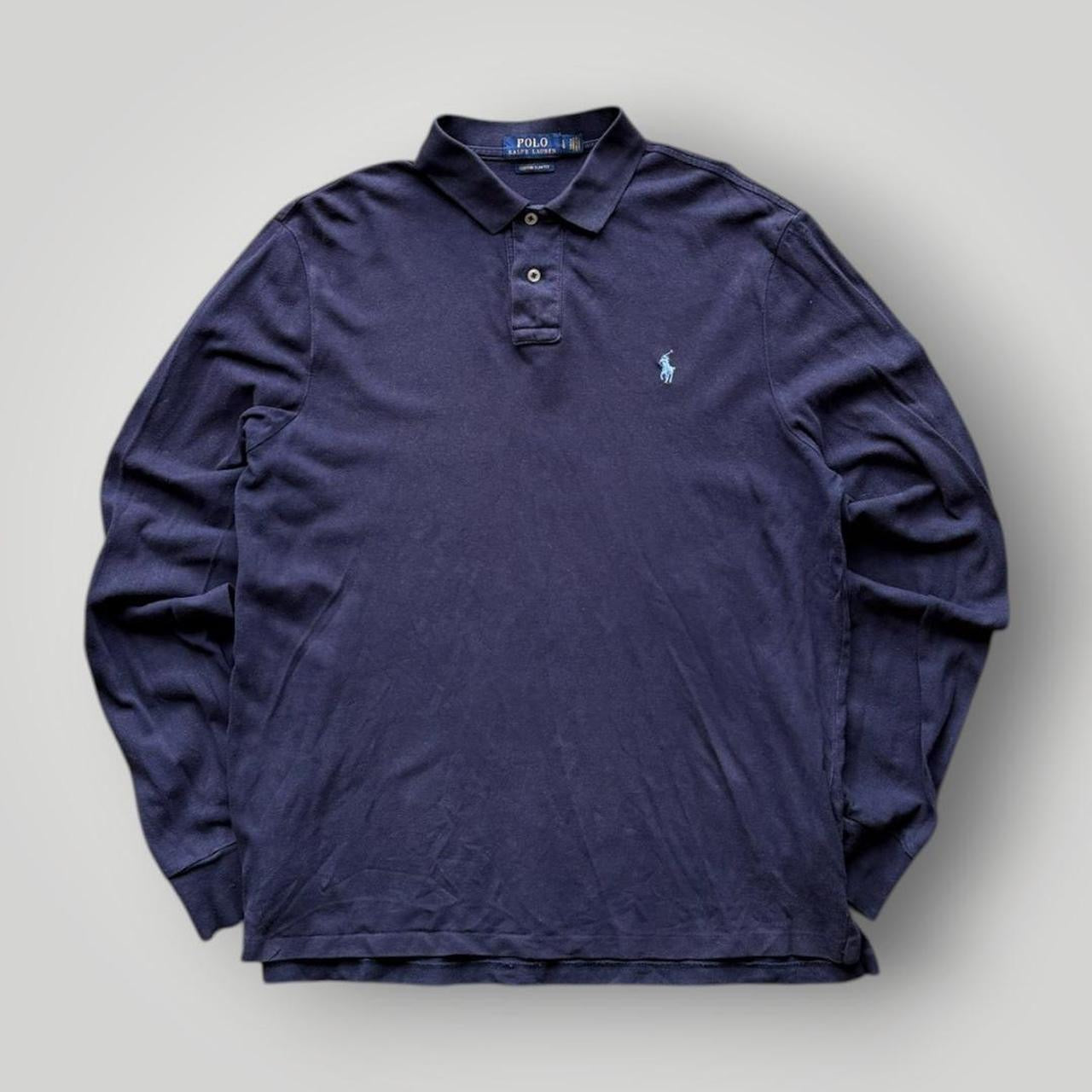 Vintage Ralph Lauren Navy Long Sleeve Polo Shirt (L)