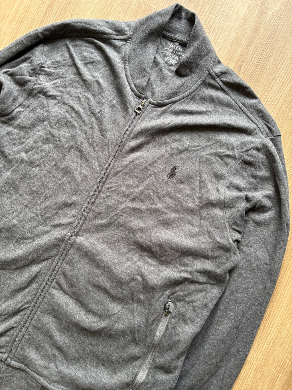 Vintage Ralph Lauren Grey Full Zip Lightweight Jumper (L)