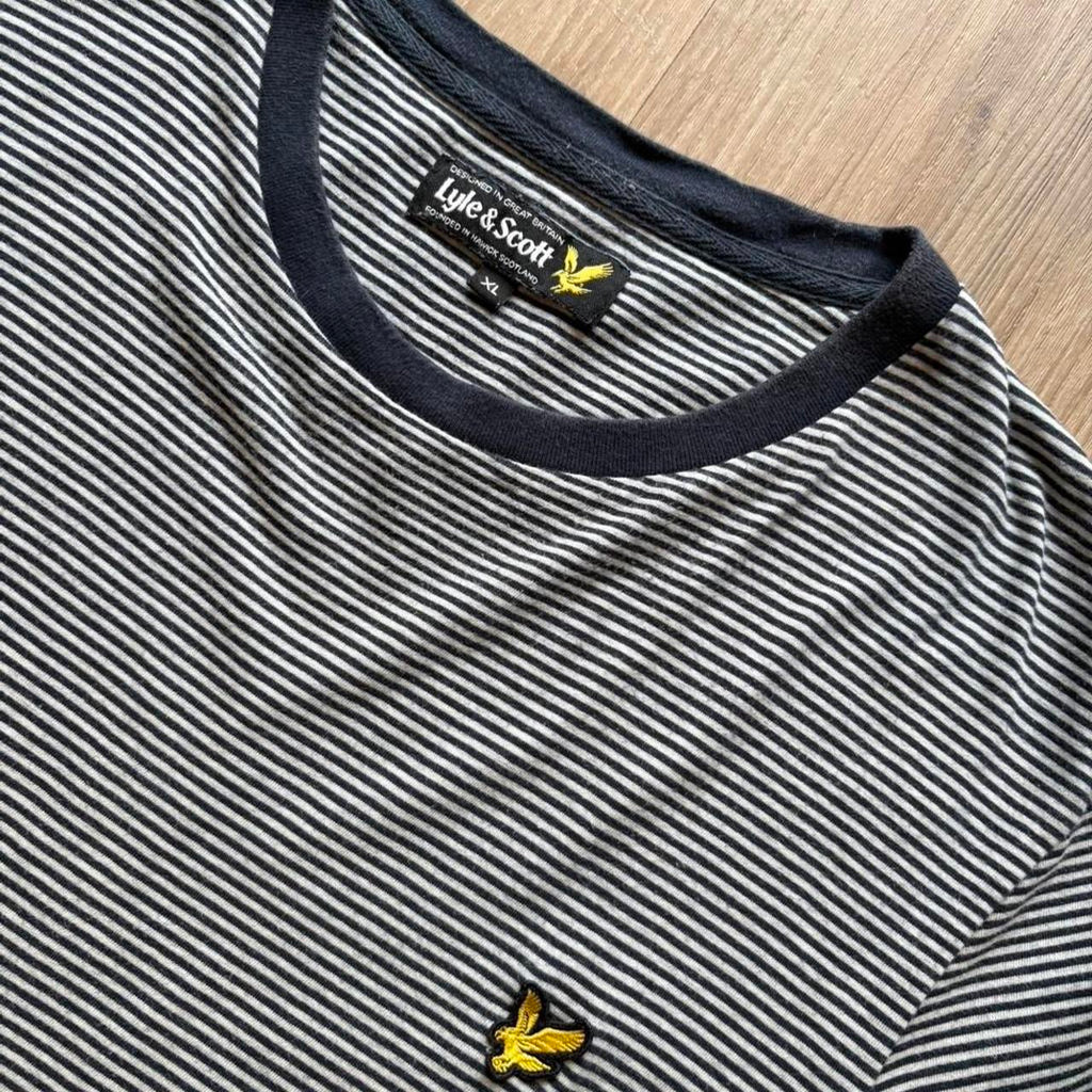 Vintage Lyle & Scott Striped T-Shirt (XL)