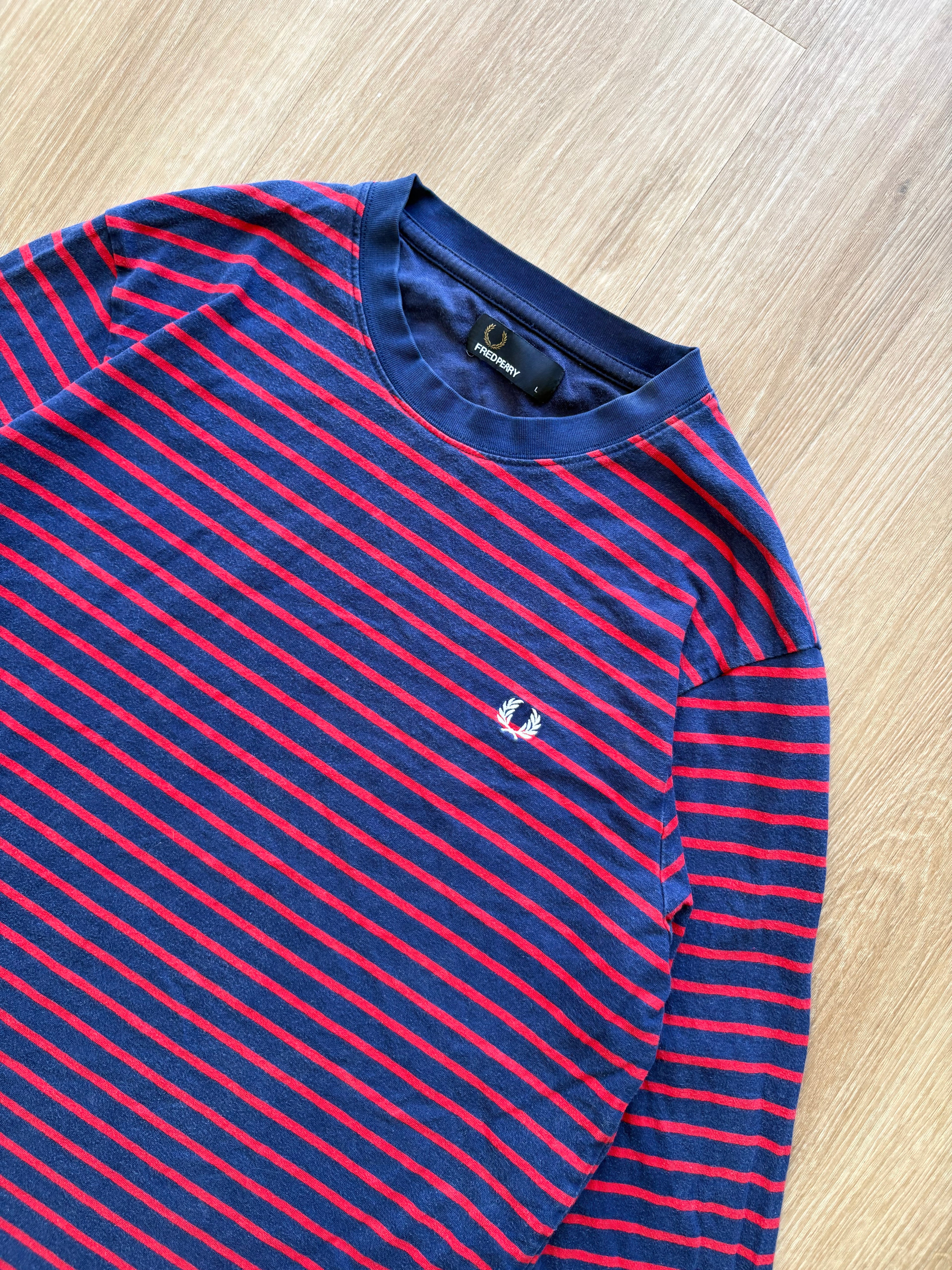 Vintage Fred Perry Striped Long Sleeve T-Shirt (L)