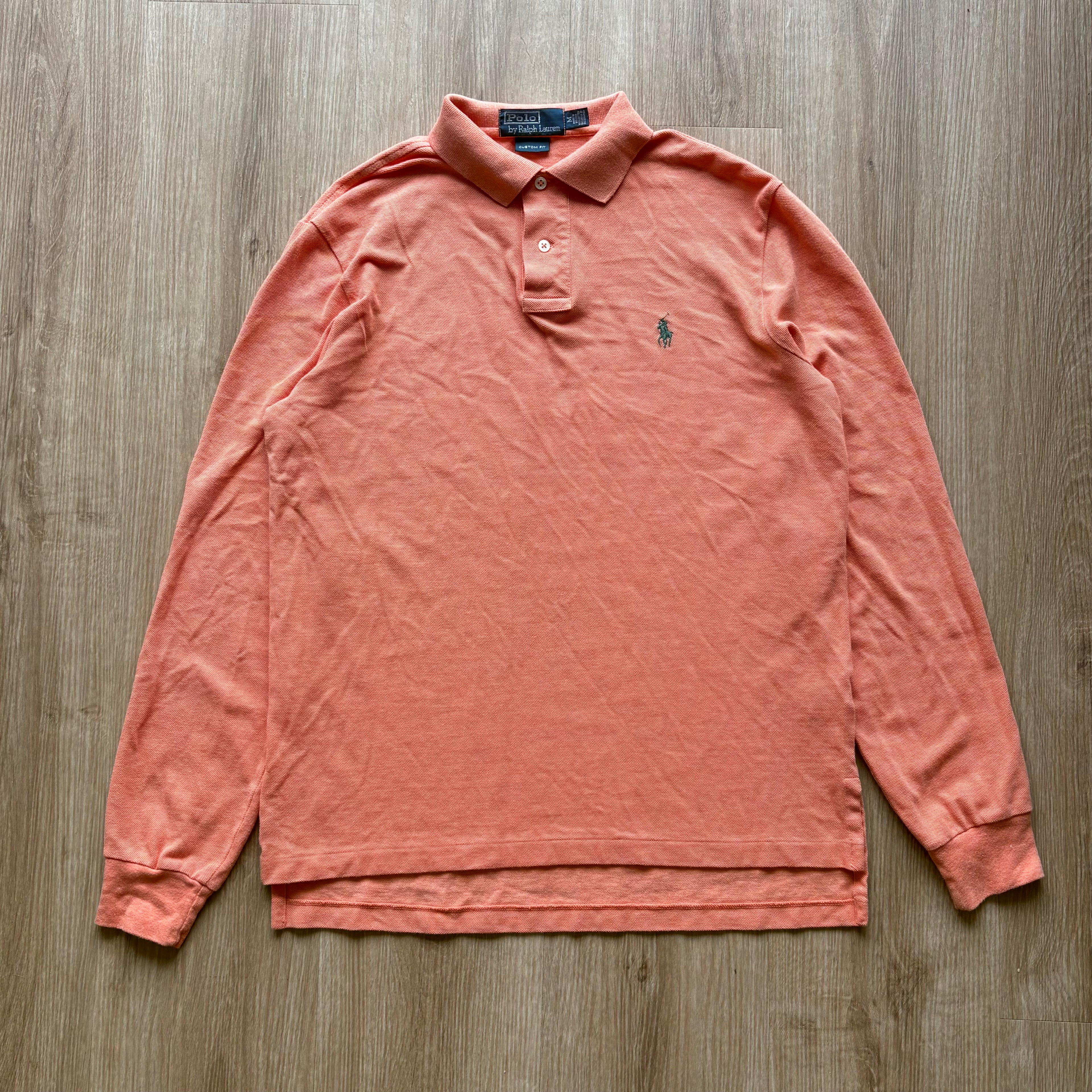 Vintage Ralph Lauren Orange Long Sleeve Polo Shirt (M)