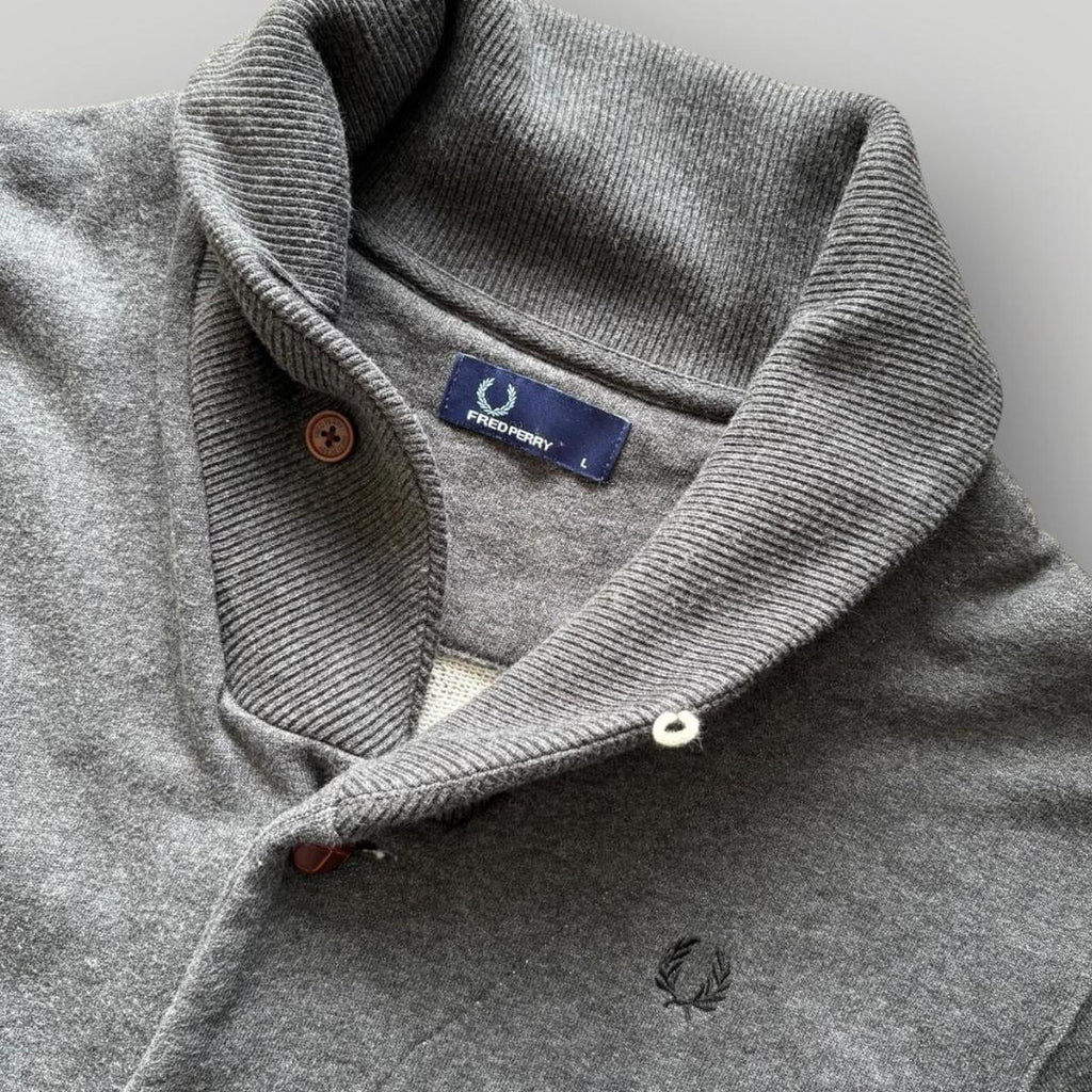 Vintage Fred Perry Buttoned Up Grey Jumper (L)