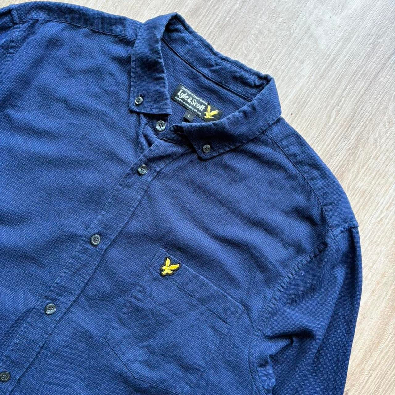 Vintage Lyle & Scott Navy Long Sleeve Shirt (L)