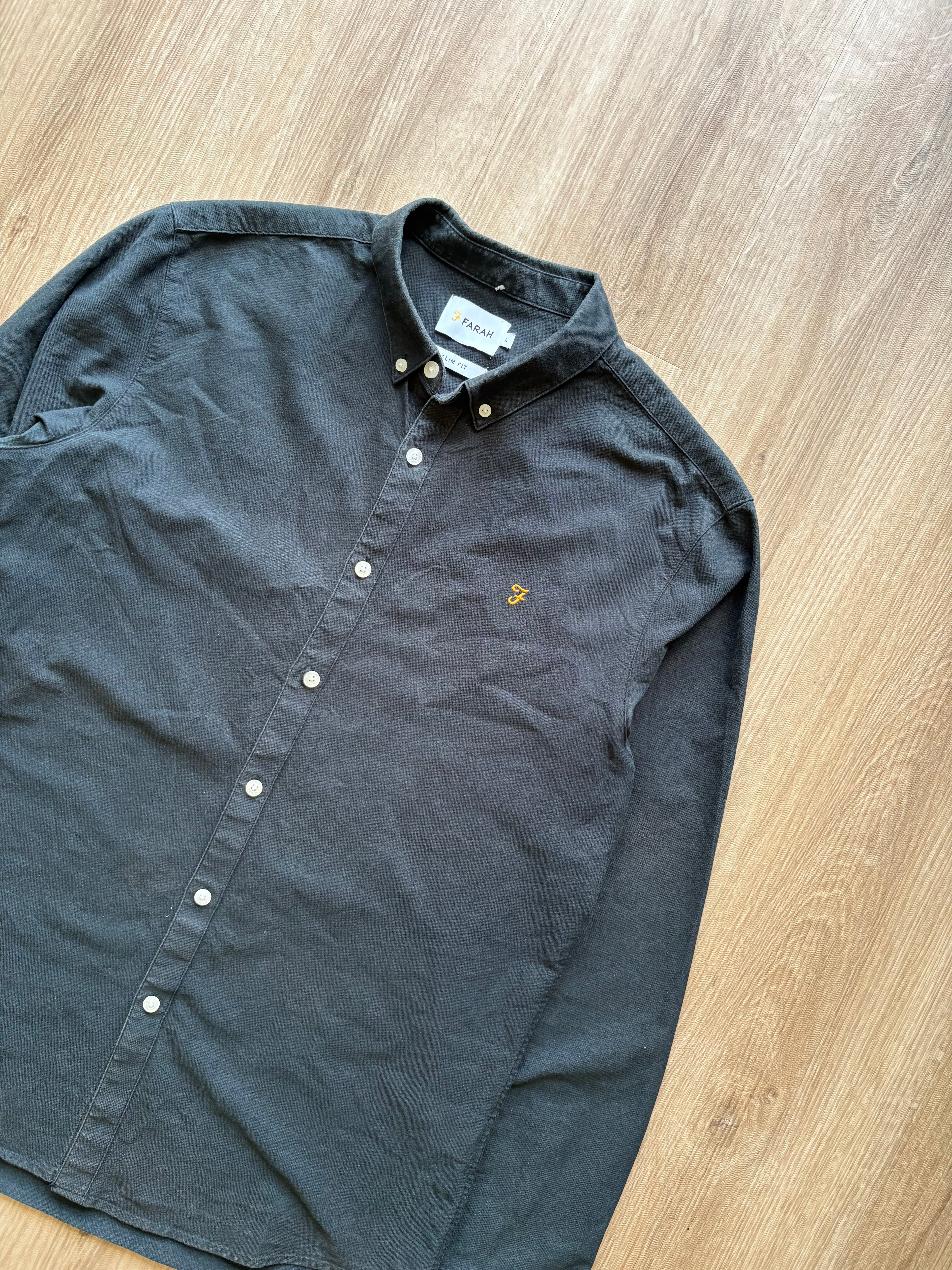 Vintage Farah Black Long Sleeved Shirt (L)