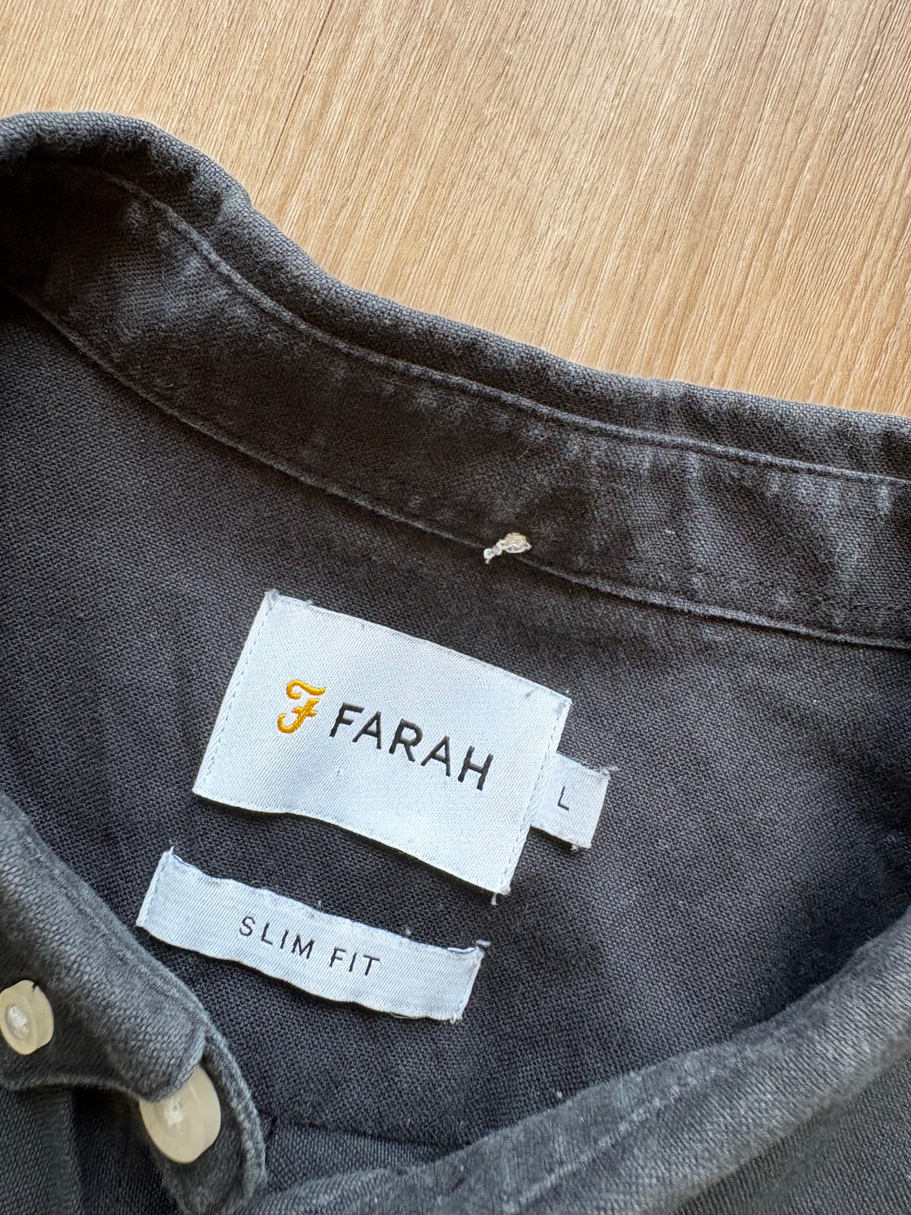Vintage Farah Black Long Sleeved Shirt (L)
