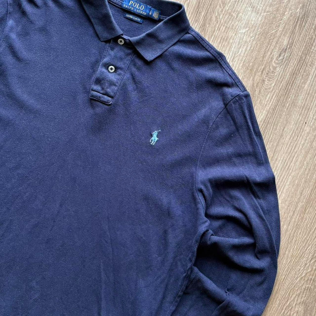Vintage Ralph Lauren Navy Long Sleeve Polo Shirt (L)