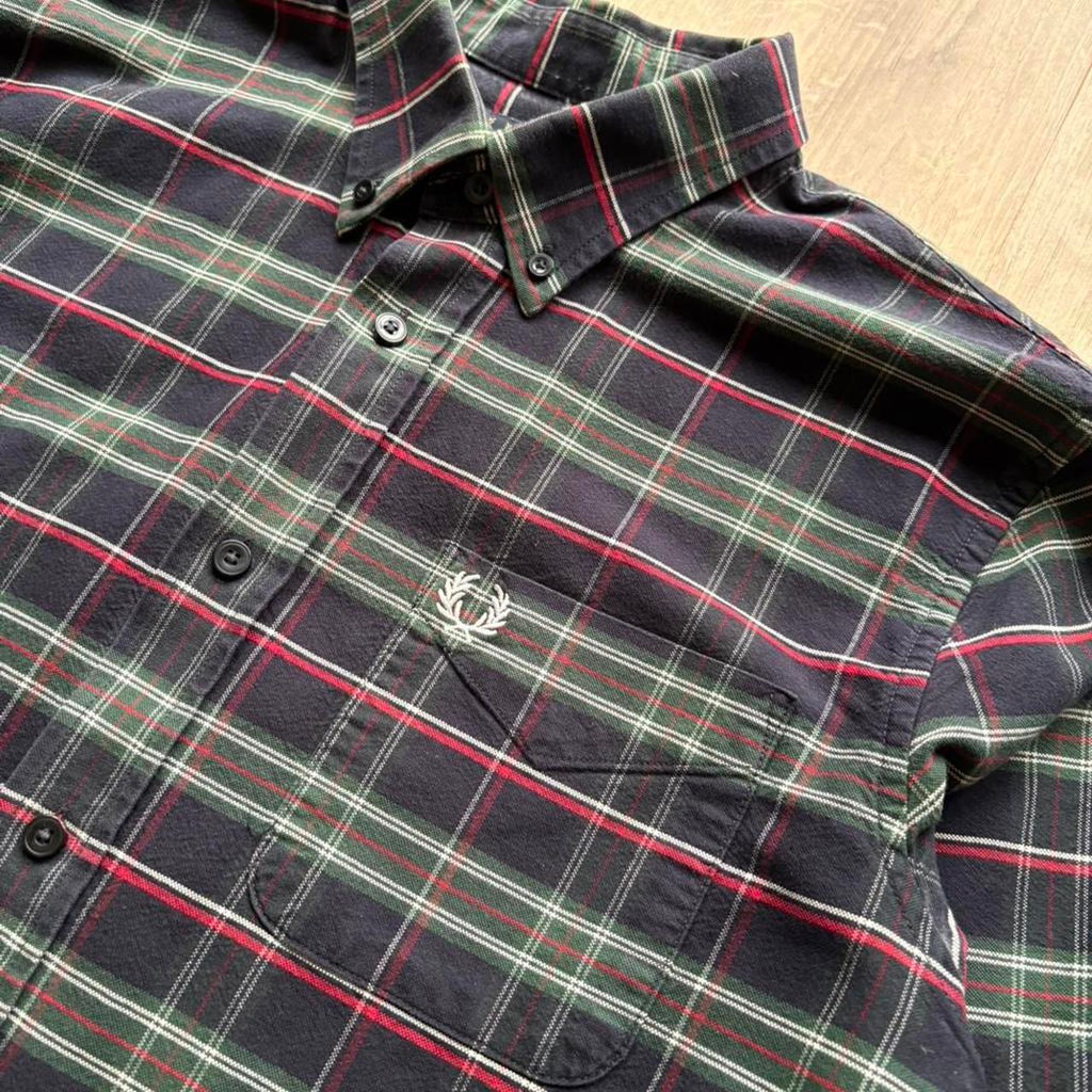 Vintage Fred Perry Long Sleeved Tartan Shirt (L)