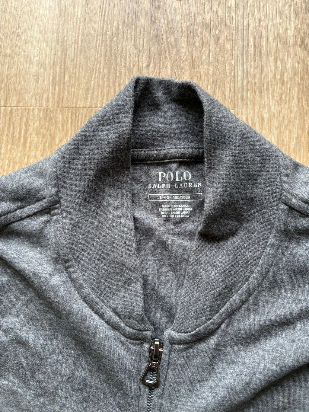 Vintage Ralph Lauren Grey Full Zip Lightweight Jumper (L)