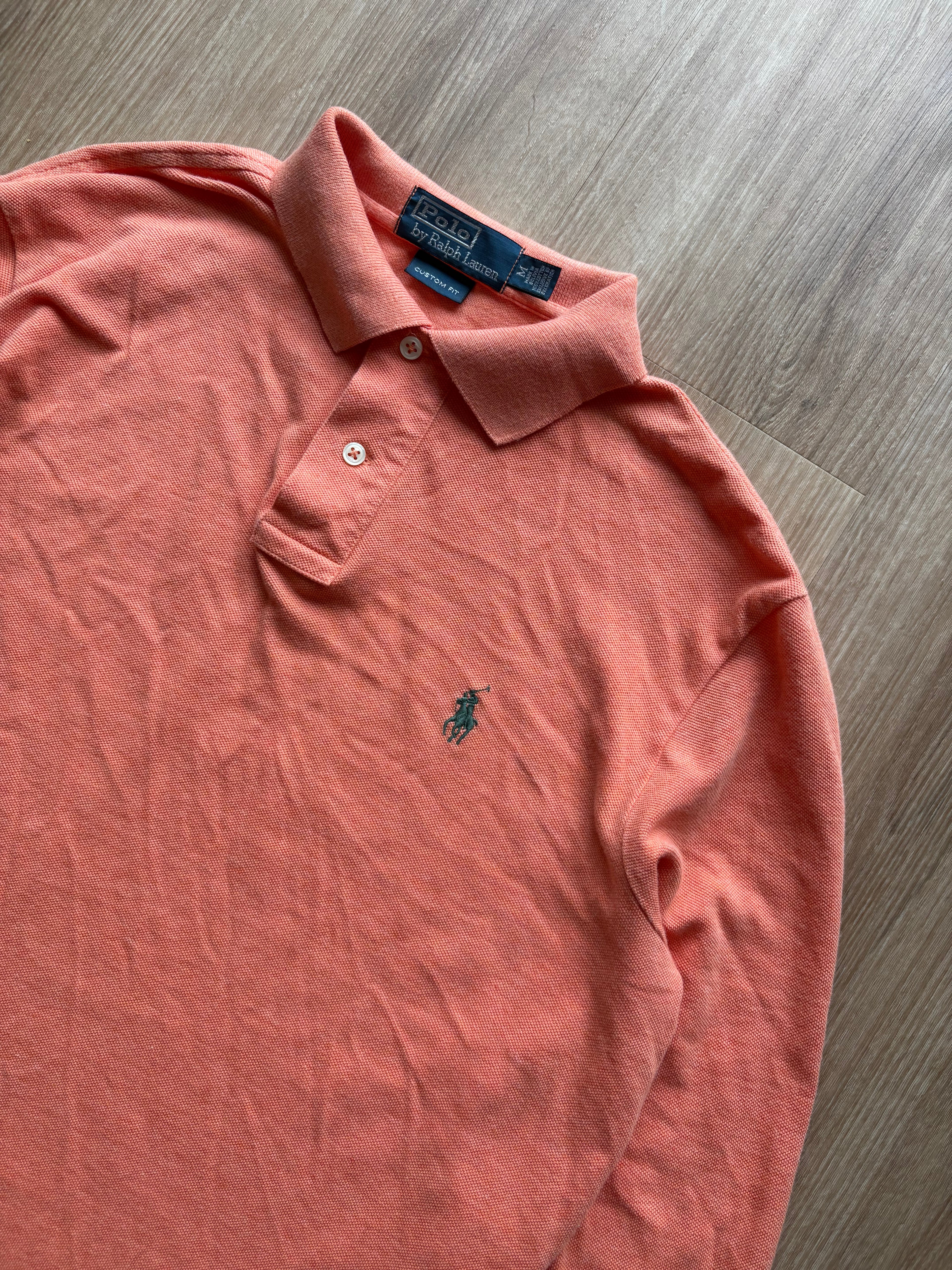 Vintage Ralph Lauren Orange Long Sleeve Polo Shirt (M)